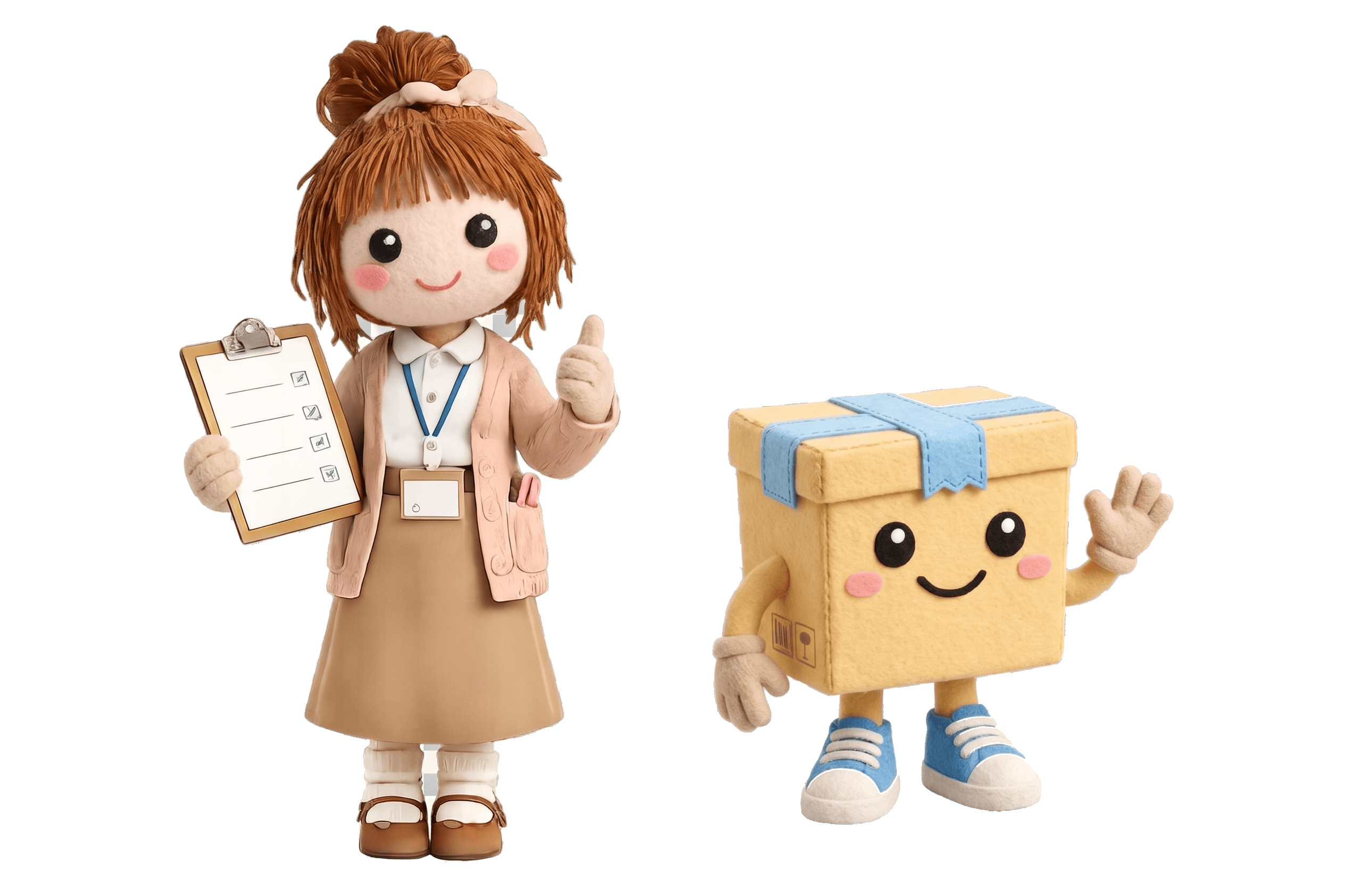 Smileyのキャラクター（事務員さんとダンボールくん）