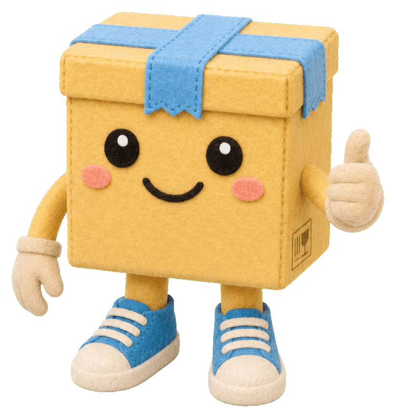 親指を立てるダンボールくん
